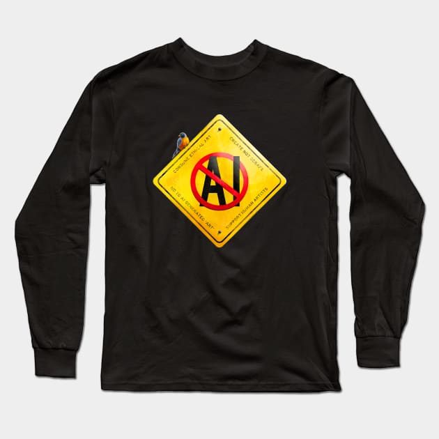 No to AI generated "Art" Long Sleeve T-Shirt by deb draws